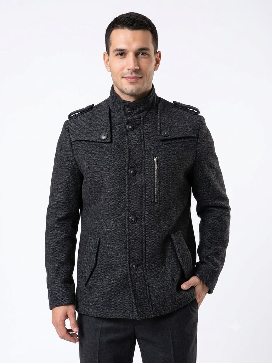 Casaco masculino de lã estilo militar