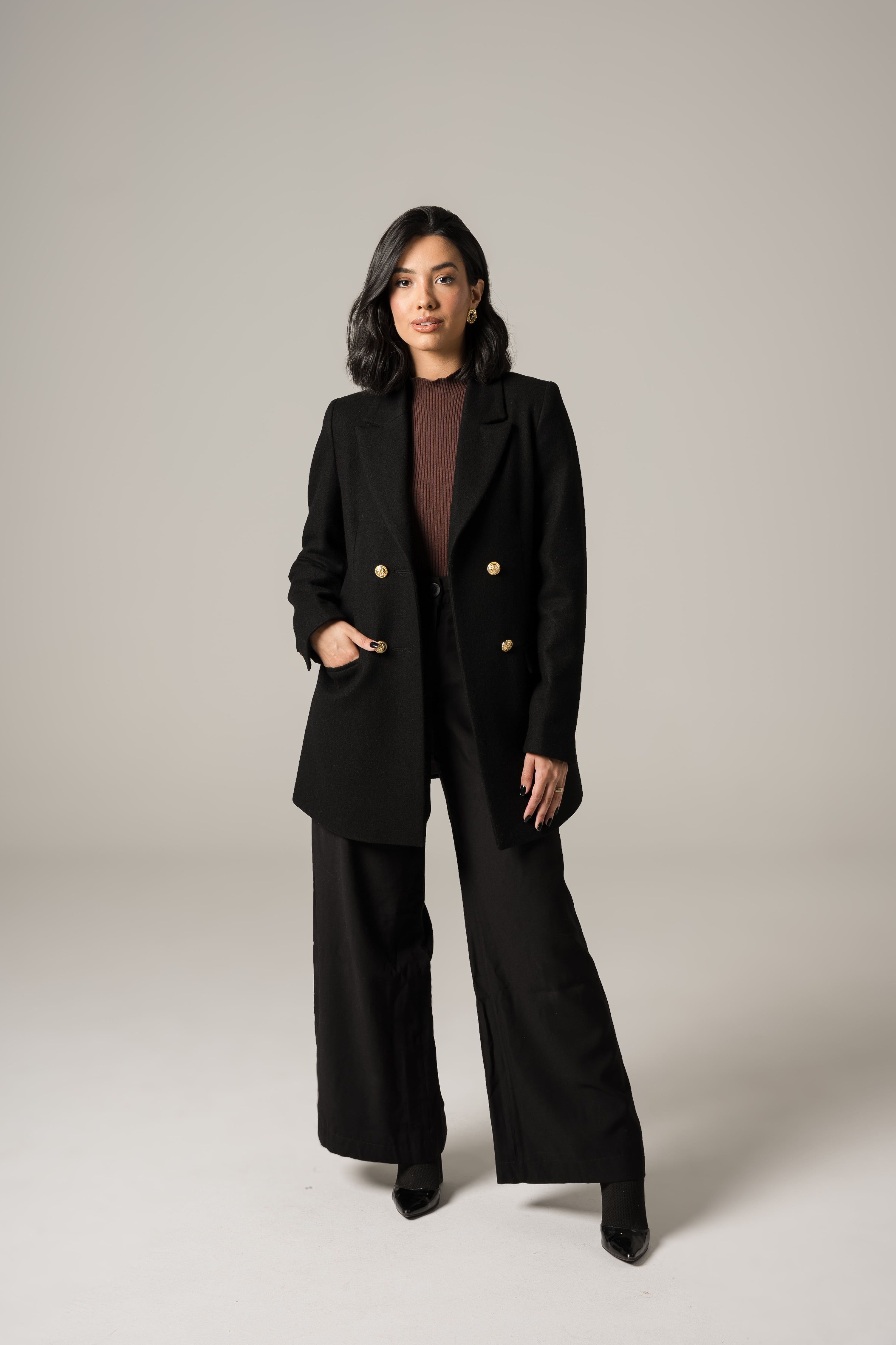 Blazer de lã transpassado 