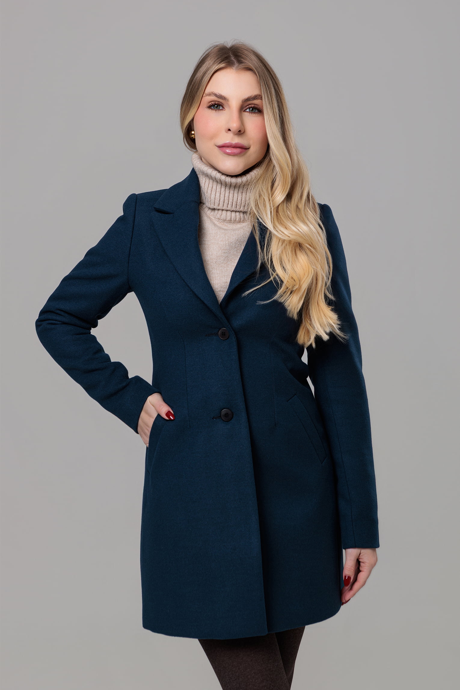 Casaco de lã estilo blazer alongado 