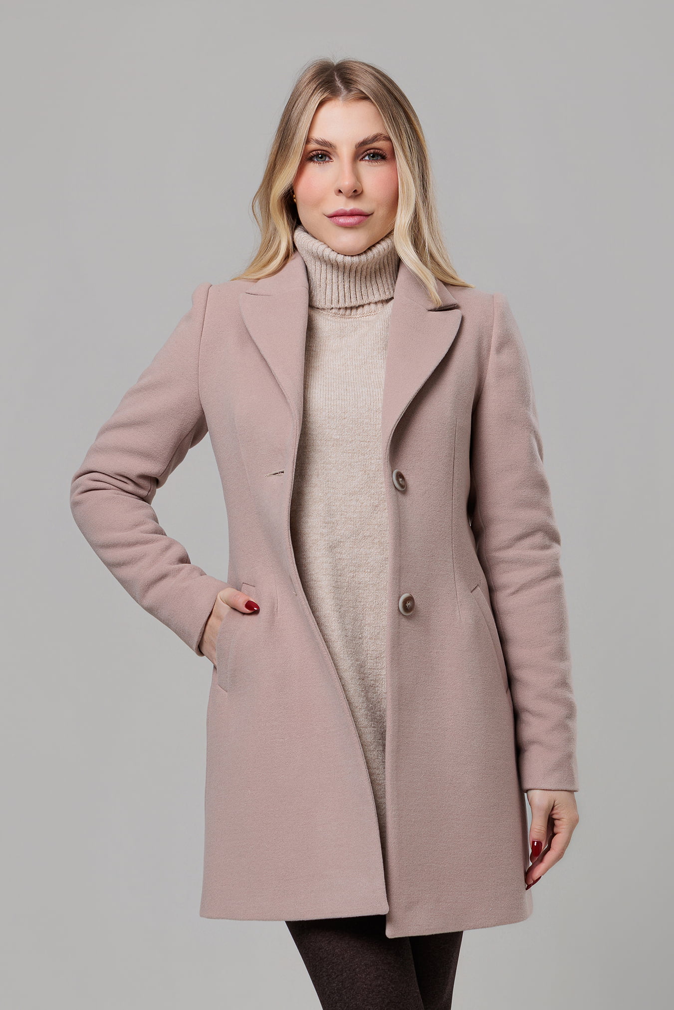 Casaco de lã estilo blazer alongado