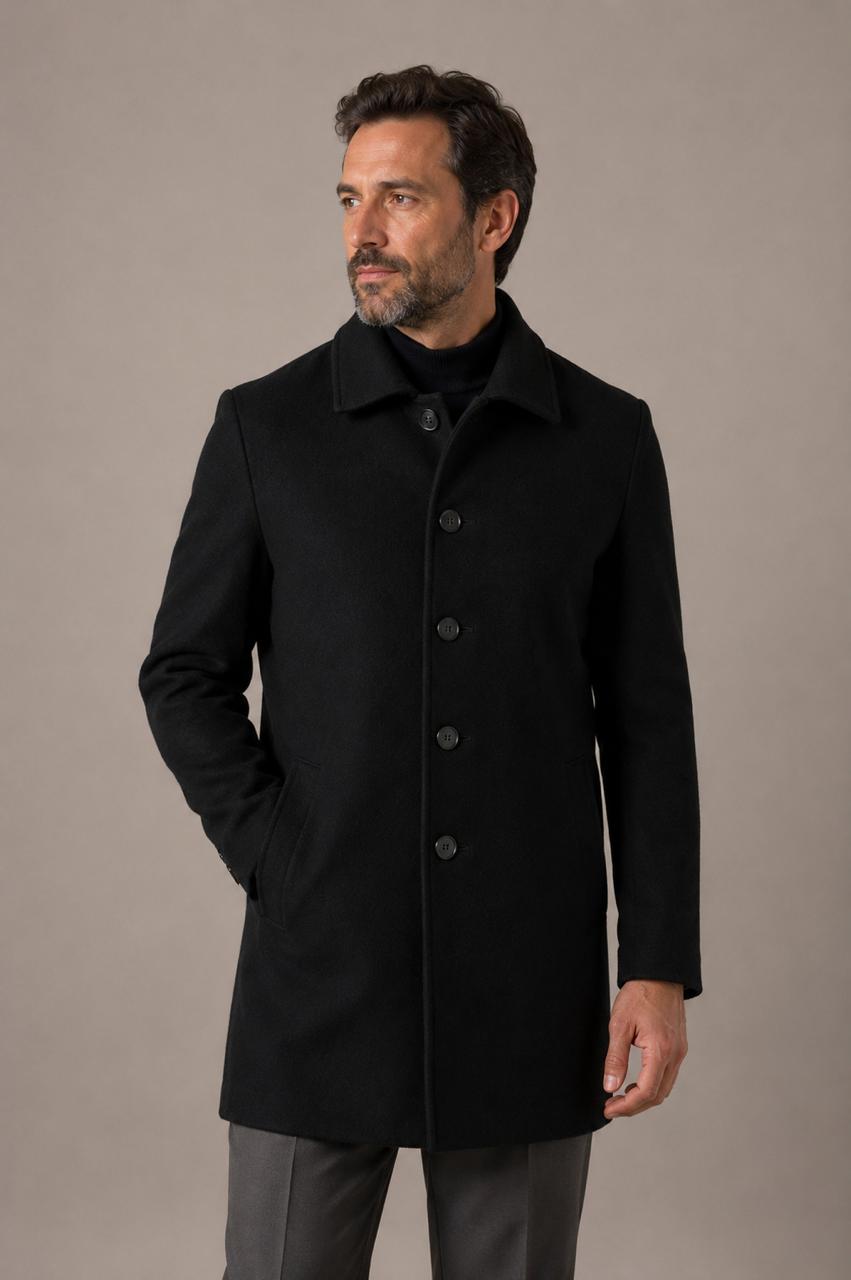 Casaco de lã linear masculino preto