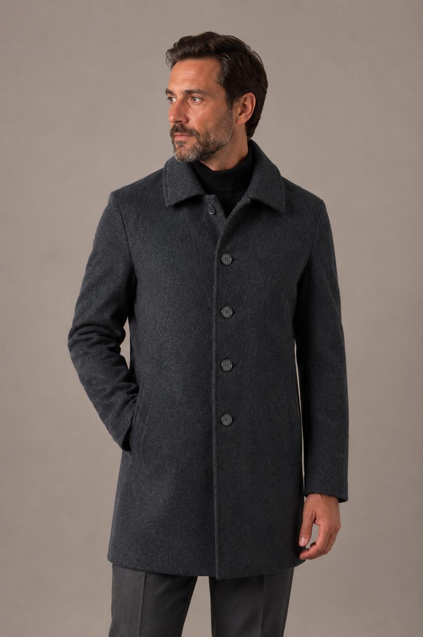 Casaco de lã linear masculino cinza