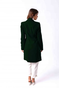 Casaco de lã com barrado verde