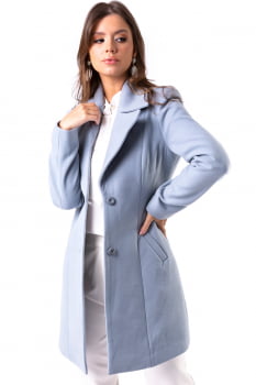 Casaco de lã longo estilo blazer alongado azul