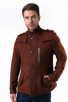 Casaco masculino de lã estilo militar Casaco masculino de lã estilo militar