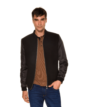 Jaqueta masculina com mangas em nylon preta