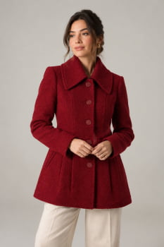 Casaco Feminino Godê de lã Bouclê