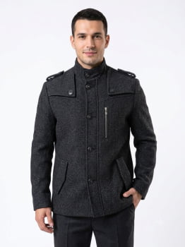 Casaco masculino de lã estilo militar 