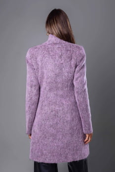Casaco de lã com gola cachecol lilás
