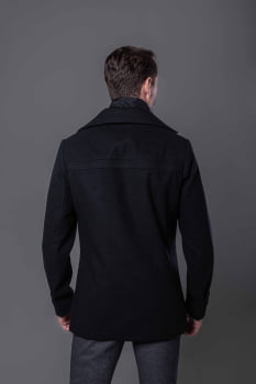 Casaco de lã masculino com fechamento duplo preto 
