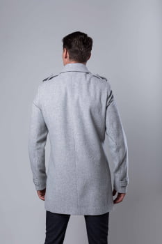 Casaco masculino de lã transpassados cinza claro