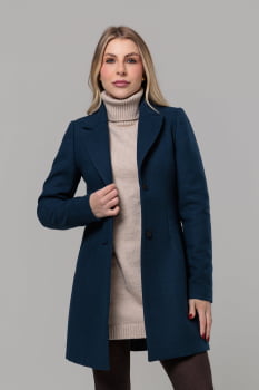 Casaco de lã estilo blazer alongado 