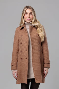 Casaco feminino de inverno mocha mousse lã trançada 