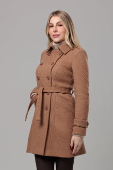 Casaco feminino de inverno mocha mousse lã trançada 