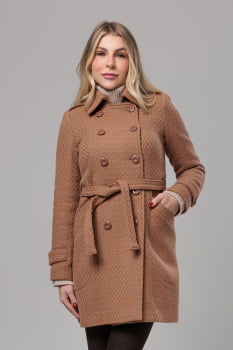 Casaco feminino de inverno mocha mousse lã trançada 