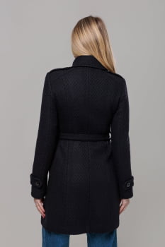 Casaco feminino de inverno preto lã trançada  