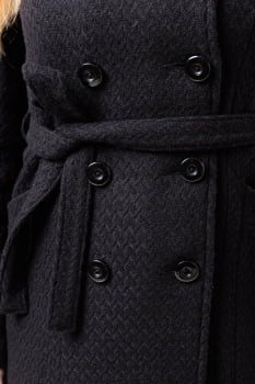 Casaco feminino de inverno preto lã trançada  