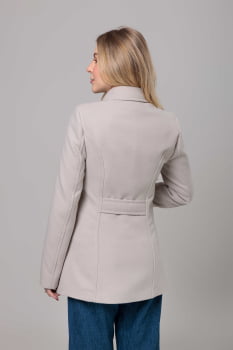 Casaco de lã acinturado detalhe de pesponto Areia