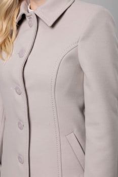 Casaco de lã acinturado detalhe de pesponto Areia