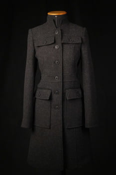 Casaco de lã Espinha de peixe-Cinza grafite