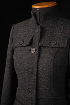 Casaco de lã Espinha de peixe-Cinza grafite