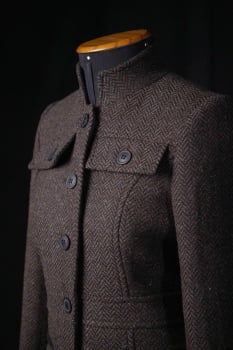 Casaco de lã Espinha de peixe - Marrom