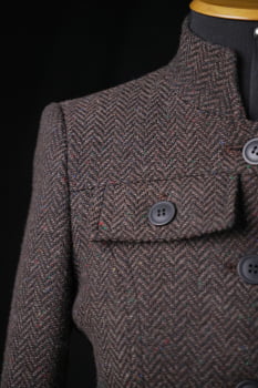 Casaco de lã Espinha de peixe - Marrom