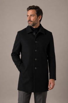 Casaco de lã linear masculino preto