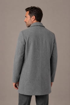 Casaco de lã linear masculino cinza mescla
