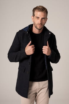 Casaco KingSize Com Capuz - Lã Quente Para Homens Altos E Grandes 7XL